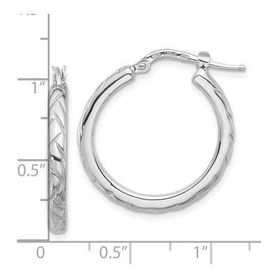 Sterling Silver 28mm Textured Hoop Earrings – view 5