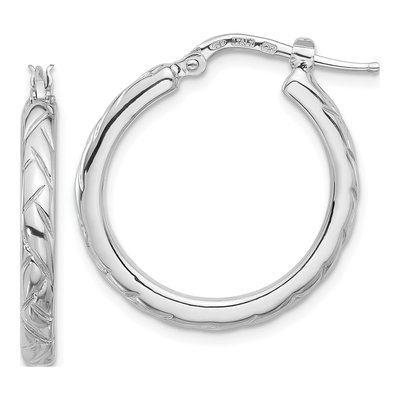 Sterling Silver 28mm Textured Hoop Earrings