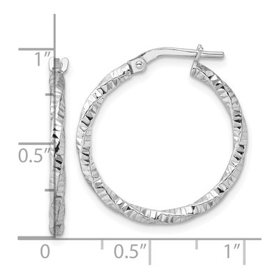 Sterling Silver 37mm Diamond-Cut Twist Hoop Earrings – view 5