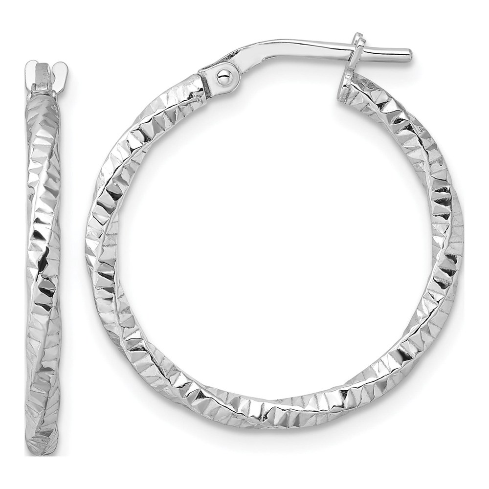 Sterling Silver Diamond-Cut Twist Hoop Earrings