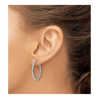 Sterling Silver 31mm Diamond-Cut Twist Hoop Earrings – view 4