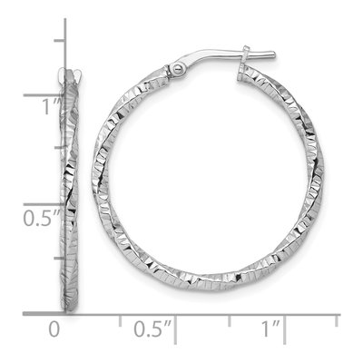Sterling Silver 31mm Diamond-Cut Twist Hoop Earrings – view 5