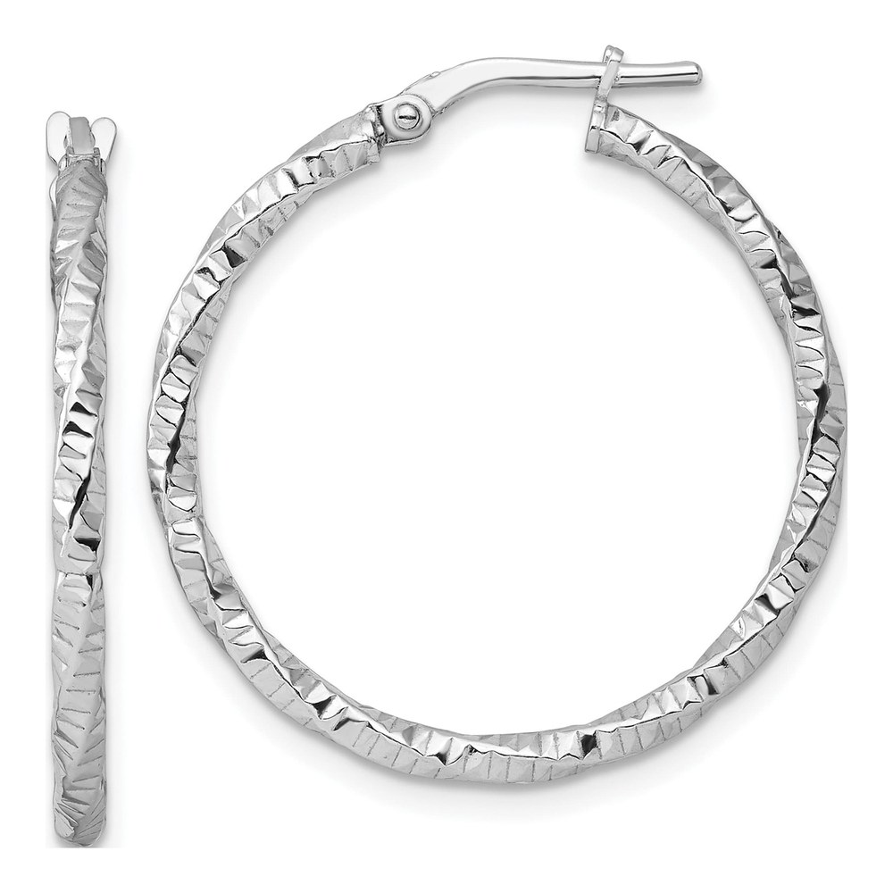 Sterling Silver Diamond-Cut Twist Hoop Earrings