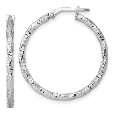 Sterling Silver 31mm Diamond-Cut Twist Hoop Earrings