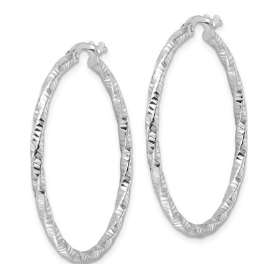 Sterling Silver 27mm Twist Hoop Earrings – view 3