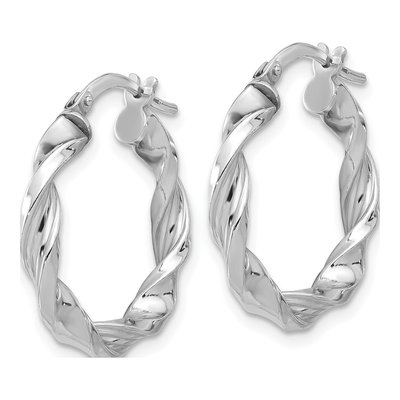 Sterling Silver 23mm Twisted Hoop Earrings – view 3