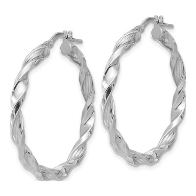 Sterling Silver 35mm Twisted Hoop Earrings – view 3