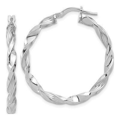 Sterling Silver 35mm Twisted Hoop Earrings