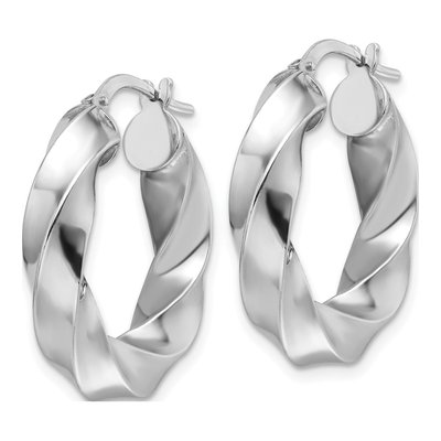 Sterling Silver 27mm Twisted Hollow Hoop Earrings – view 3