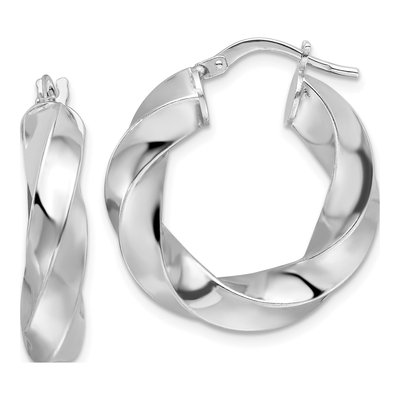 Sterling Silver 27mm Twisted Hollow Hoop Earrings