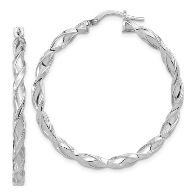 Sterling Silver 40mm Twisted Hoop Earrings