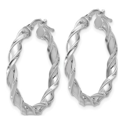 Sterling Silver 29mm Twisted Hoop Earrings – view 3