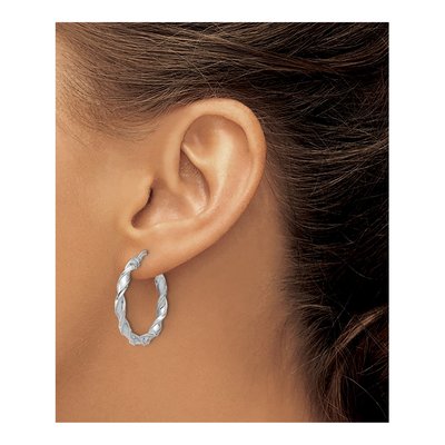 Sterling Silver 29mm Twisted Hoop Earrings – view 4