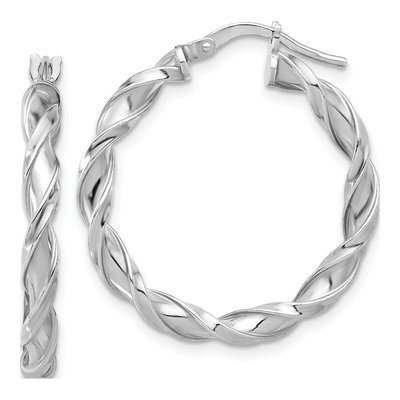 Sterling Silver 29mm Twisted Hoop Earrings
