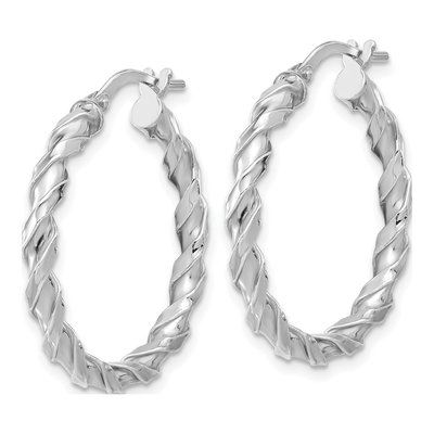 Sterling Silver 27mm Twisted Hoop Earrings – view 3