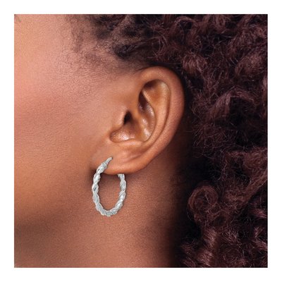 Sterling Silver 27mm Twisted Hoop Earrings – view 4