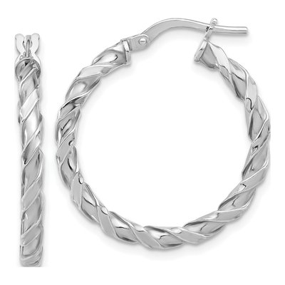 Sterling Silver 27mm Twisted Hoop Earrings