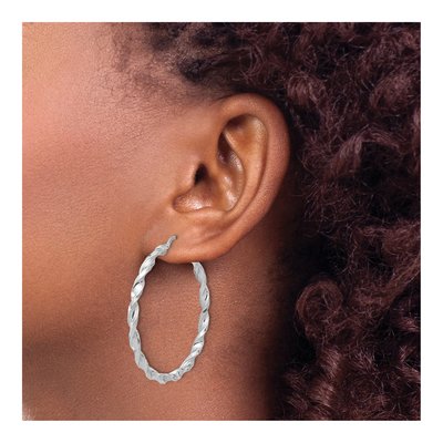 Sterling Silver 45mm Twisted Hoop Earrings – view 4
