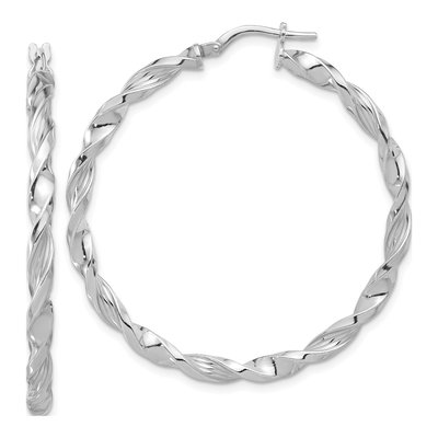 Sterling Silver 45mm Twisted Hoop Earrings