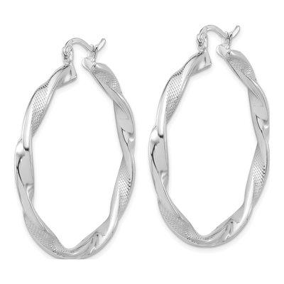 Sterling Silver 45mm Twisted Hoop Earrings – view 3