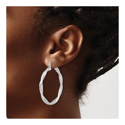 Sterling Silver 45mm Twisted Hoop Earrings – view 4