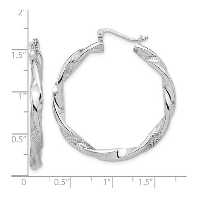 Sterling Silver 41mm Twisted Textured Hoop Earrings – view 5
