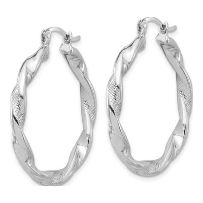 Sterling Silver 37mm Twisted Hoop Earrings – view 3