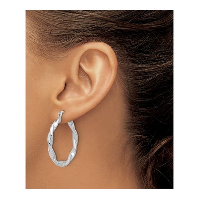 Sterling Silver 37mm Twisted Hoop Earrings – view 4