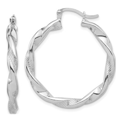 Sterling Silver 37mm Twisted Hoop Earrings
