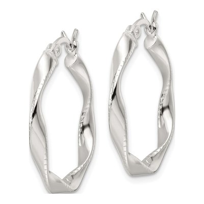 Sterling Silver 28mm Twisted Hoop Earrings – view 3