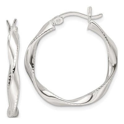 Sterling Silver 28mm Twisted Hoop Earrings