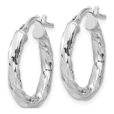 Sterling Silver Twisted Oval Hoop Earrings, Italy – view 3