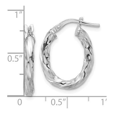 Sterling Silver Twisted Oval Hoop Earrings, Italy – view 5