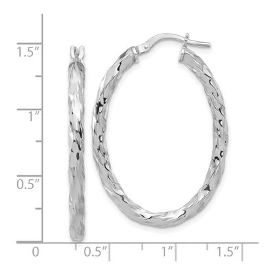 Sterling Silver Twisted Oval Hoop Earrings – view 5