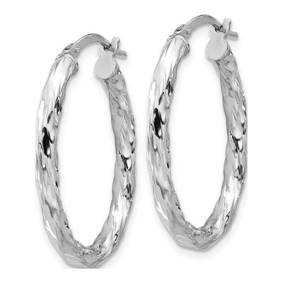 Sterling Silver Twisted Oval Hoop Earrings, Italy – view 3
