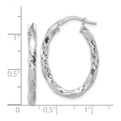 Sterling Silver Twisted Oval Hoop Earrings, Italy – view 5