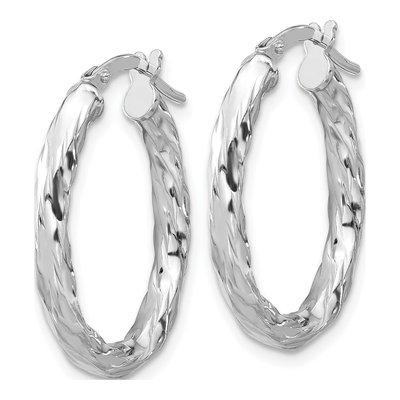 Sterling Silver Twisted Oval Hoop Earrings – view 3