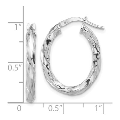 Sterling Silver Twisted Oval Hoop Earrings – view 5