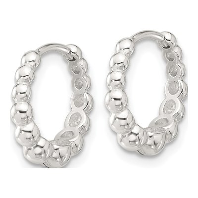 Sterling Silver 14mm Beaded Huggie Hoop Earrings – view 3