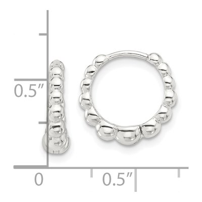 Sterling Silver 14mm Beaded Huggie Hoop Earrings – view 5