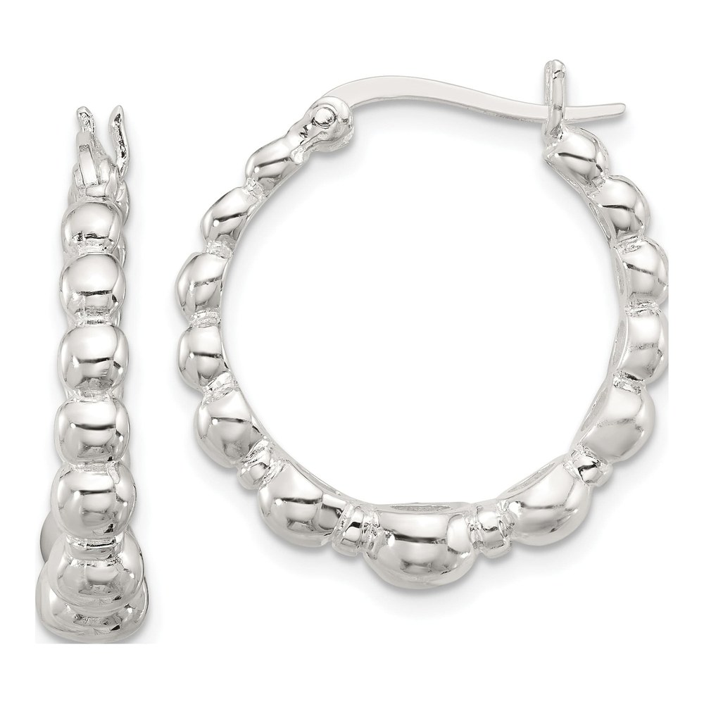 Sterling Silver Graduated Bead Hoop Earrings