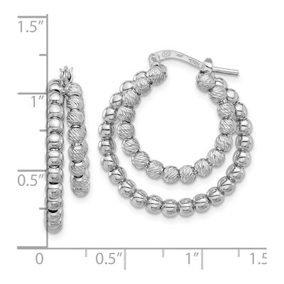 Sterling Silver 28mm Diamond-Cut Double Hoop Earrings – view 5