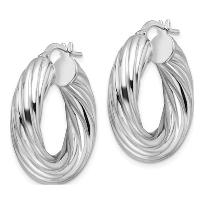 Sterling Silver 28mm Twisted Hoop Earrings – view 3