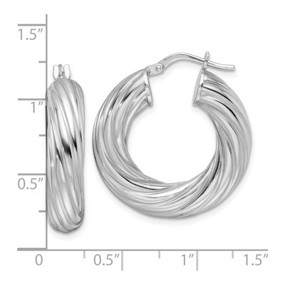 Sterling Silver 28mm Twisted Hoop Earrings – view 5