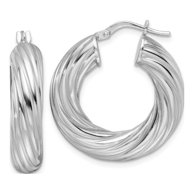 Sterling Silver 28mm Twisted Hoop Earrings