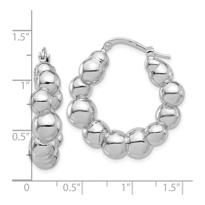 Sterling Silver 29mm Beaded Hoop Earrings – view 5