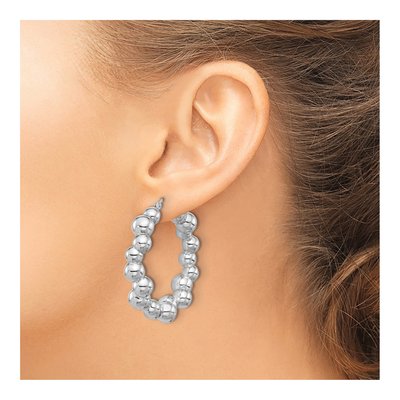 Sterling Silver 42mm Beaded Hoop Earrings – view 4