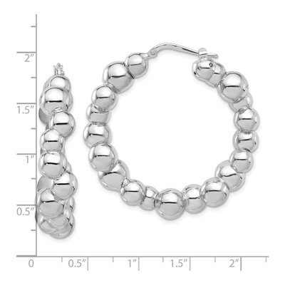 Sterling Silver 42mm Beaded Hoop Earrings – view 5