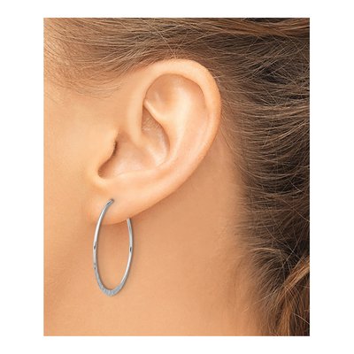 Sterling Silver 30mm Hammered Round Hoop Earrings – view 4