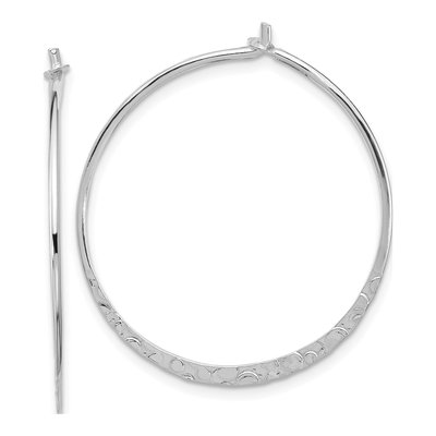 Sterling Silver 30mm Hammered Round Hoop Earrings